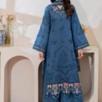 3 Piece Lawn Suit With Chiffon Dupatta - Serene Premium Embroidered