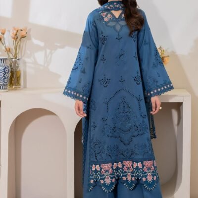 3 Piece Lawn Suit With Chiffon Dupatta - Serene Premium Embroidered