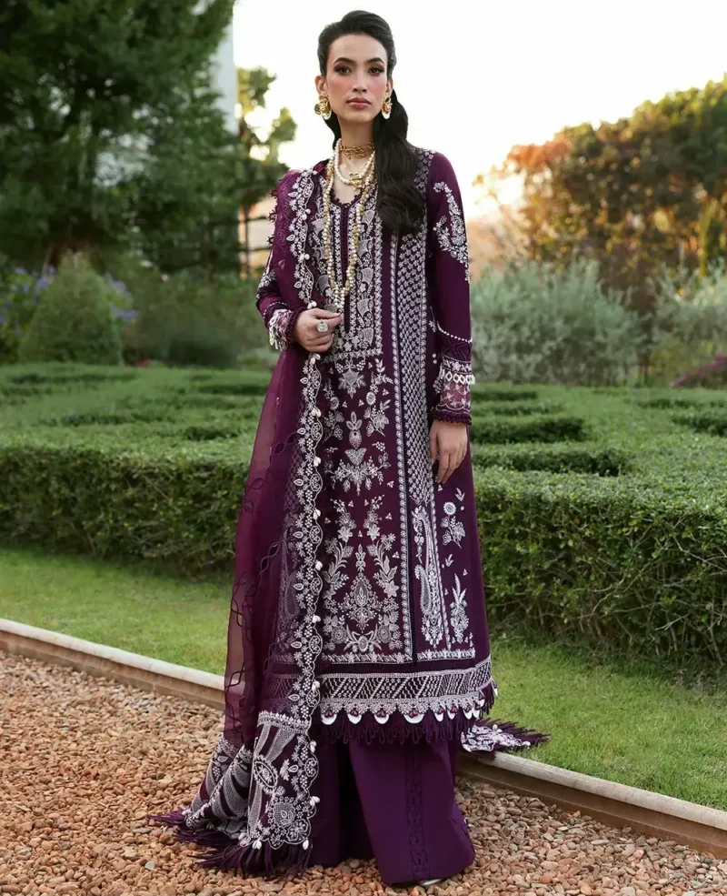Crimson Chicken Kari Suit Luxury Heavy Embroidered 3Pcs – Cotton Edition