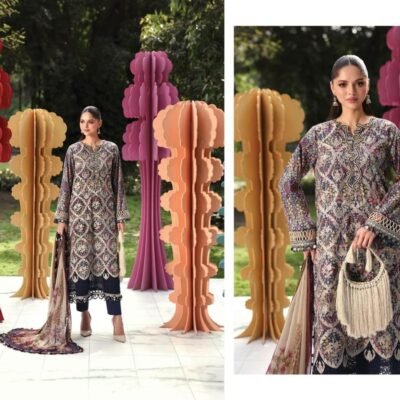Maria B Luxury Collection M.Prints Unstitched 3Pcs Suit – Code 3B