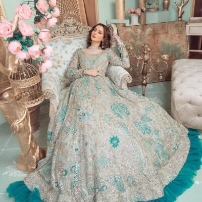 Home 4 ahmed sultan Luxury Net Sequence Work Frock With Satin Silk Trouser