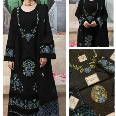 mahnur lawn Luxury Embroidered Chikankari Master Replica 3 Piece Suit