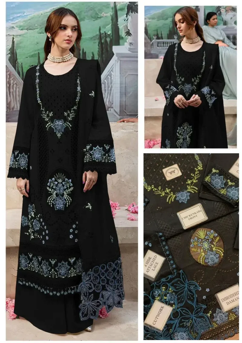 mahnur lawn Luxury Embroidered Chikankari Master Replica 3 Piece Suit